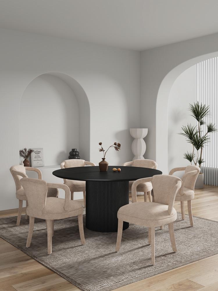 Manhattan Comfort - 7-Piece Palmer and Hathaway Dining Set in IvoryBlack - 6-DT05DC088AR-BKGD veiw 10