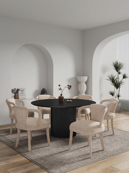 Manhattan Comfort - 7-Piece Palmer and Hathaway Dining Set in IvoryBlack - 6-DT05DC088AR-BKGD veiw 10