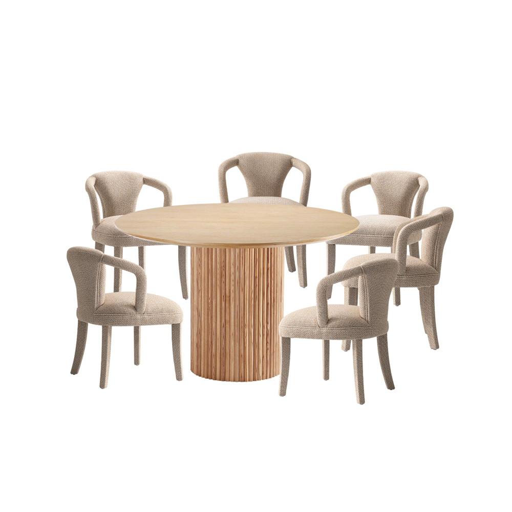 Manhattan Comfort - 7-Piece Palmer and Hathaway Dining Set in IvoryNature - 6-DT05DC088AR-NAGD veiw 1