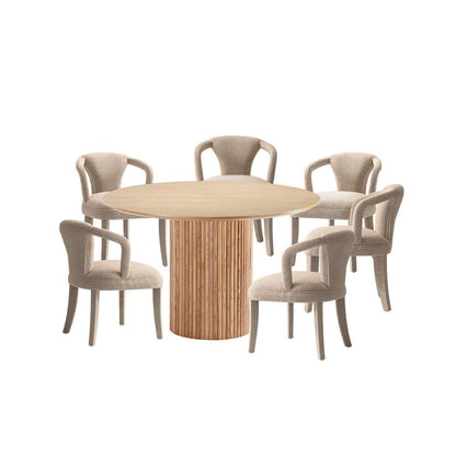 Manhattan Comfort - 7-Piece Palmer and Hathaway Dining Set in IvoryNature - 6-DT05DC088AR-NAGD veiw 1