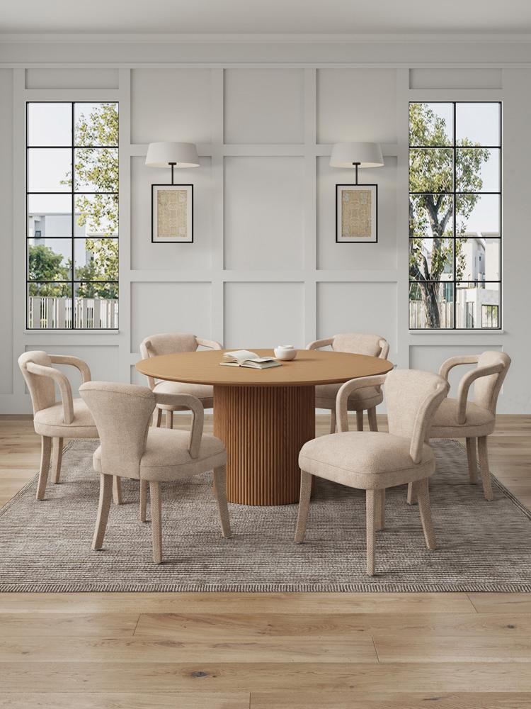 Manhattan Comfort - 7-Piece Palmer and Hathaway Dining Set in IvoryNature - 6-DT05DC088AR-NAGD veiw 10