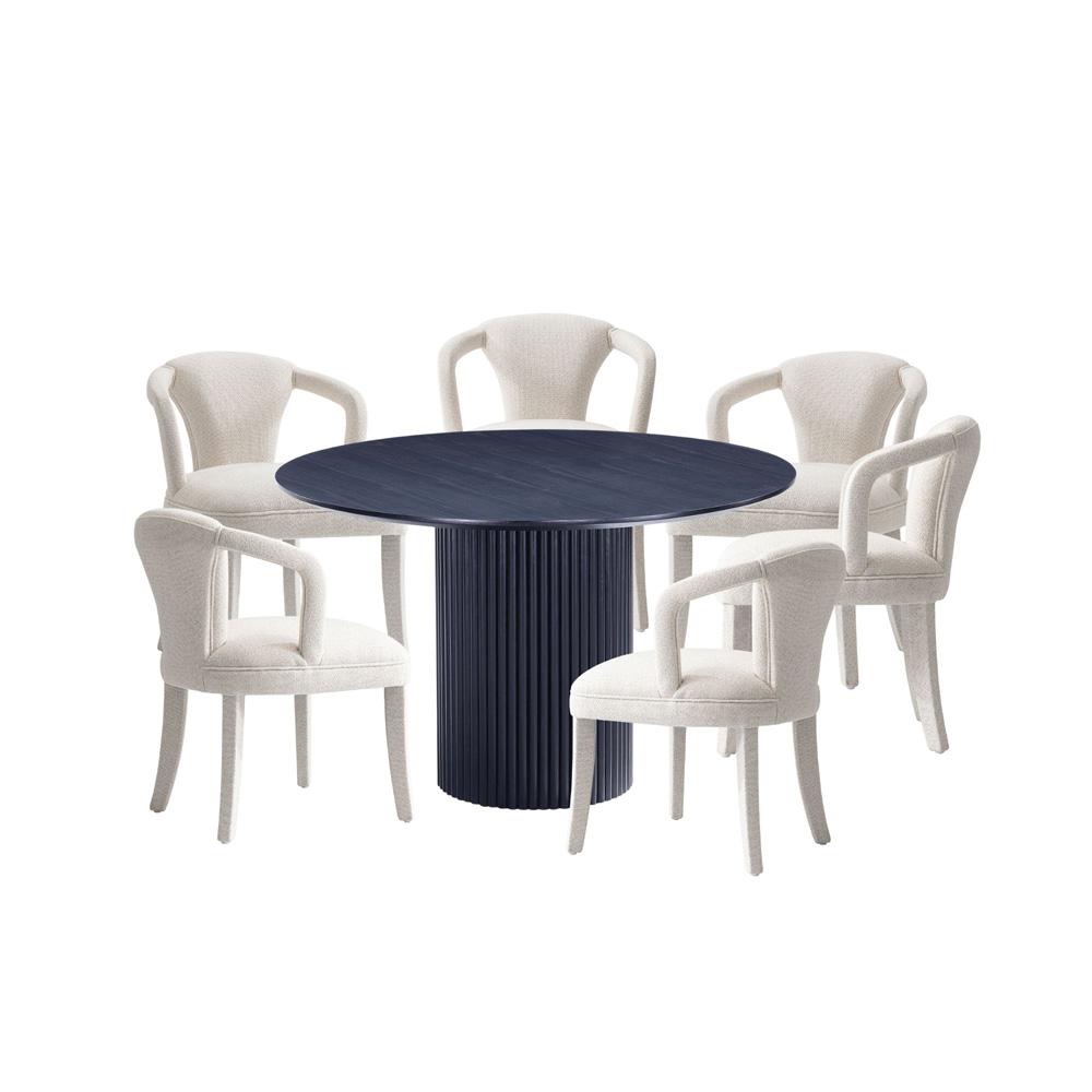 Manhattan Comfort - 7-Piece Palmer and Hathaway Dining Set in Silver LiningBlack - 6-DT05DC088AR-BKIV veiw 1