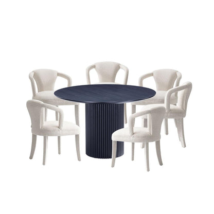 Manhattan Comfort - 7-Piece Palmer and Hathaway Dining Set in Silver LiningBlack - 6-DT05DC088AR-BKIV veiw 1