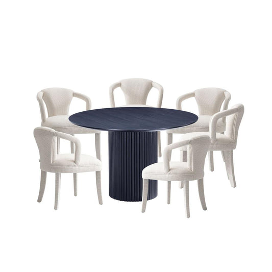Manhattan Comfort - 7-Piece Palmer and Hathaway Dining Set in Silver LiningBlack - 6-DT05DC088AR-BKIV veiw 1