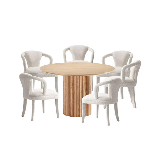 Manhattan Comfort - 7-Piece Palmer and Hathaway Dining Set in Silver LiningNature - 6-DT05DC088AR-NAIV veiw 1