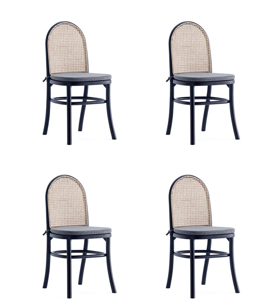 Manhattan Comfort - Paragon 1.0 Dining Chair with Cushion in Black and Grey - Set of 4 - 2-DCCA05-GY veiw 1