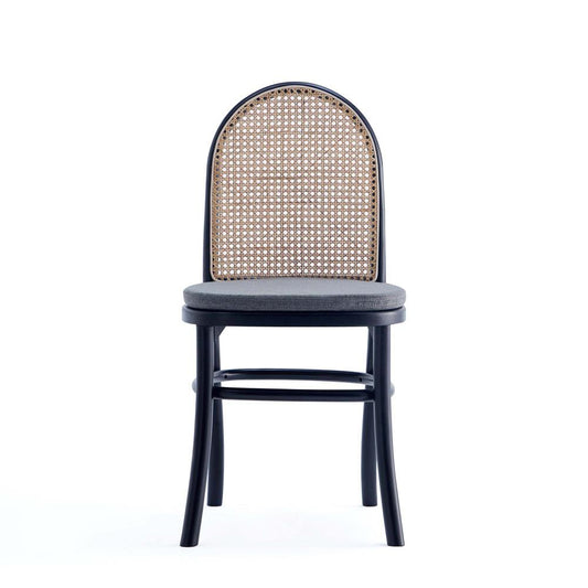 Manhattan Comfort - 7-Piece Paragon 1.0 and Rockaway Woven Polycotton Dining Set in Black and GreyBlack - 6-DT02DCCA05-GY veiw 2