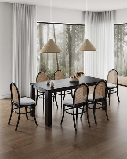 Manhattan Comfort - 7-Piece Paragon 1.0 and Rockaway Woven Polycotton Dining Set in Black and GreyBlack - 6-DT02DCCA05-GY veiw 10