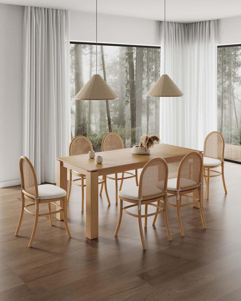 Manhattan Comfort - 7-Piece Paragon 1.0 and Rockaway Woven Polycotton Dining Set in Nature and OatmealNature - 6-DT02DCCA05-OM veiw 10