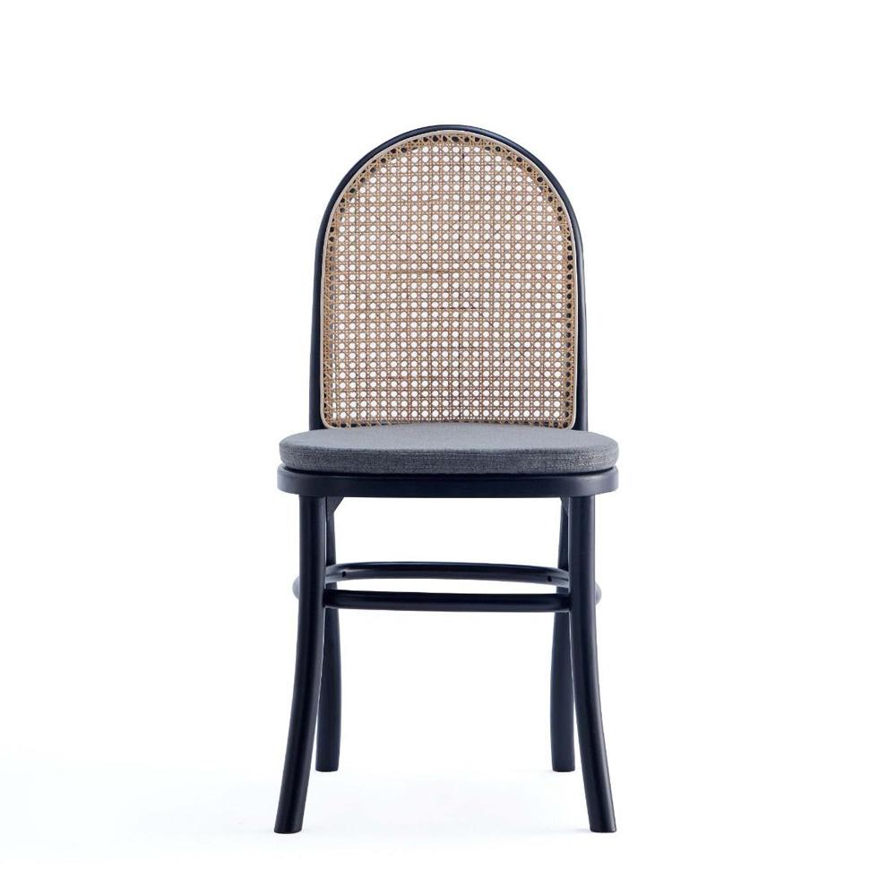 Manhattan Comfort - 9-Piece Paragon 1.0 and Rockaway Woven Polycotton Dining Set in Black and GreyBlack - 8-DT02DCCA05-GY veiw 4