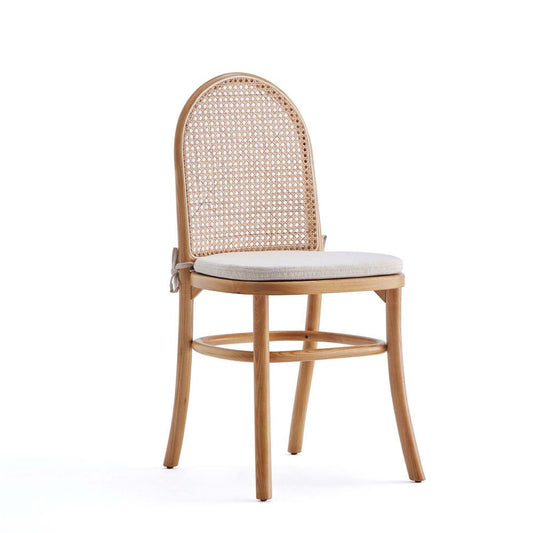 Manhattan Comfort - 9-Piece Paragon 1.0 and Rockaway Woven Polycotton Dining Set in Nature and OatmealNature - 8-DT02DCCA05-OM veiw 2