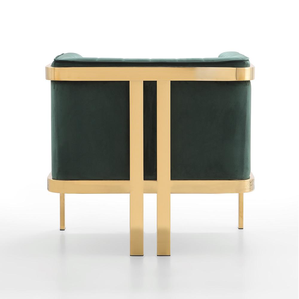 Manhattan Comfort - Paramount Velvet Accent Chair with Metal Legs in Forest Green and Polished Brass - Set of 2 - 2-AC053-GR veiw 6