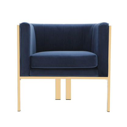 Manhattan Comfort - Paramount Velvet Accent Chair with Metal Legs in Royal Blue and Polished Brass - Set of 2 - 2-AC053-BL veiw 3