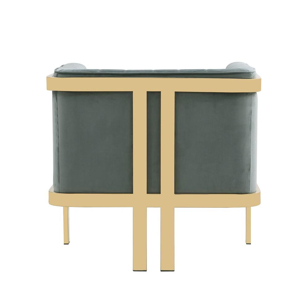 Manhattan Comfort - Paramount Velvet Accent Chair with Metal Legs in Warm Grey and Polished Brass - Set of 2 - 2-AC053-GY veiw 6