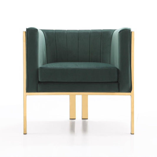 Manhattan Comfort - Paramount Velvet Accent Chair with Metal Legs in Forest Green and Polished Brass - AC053-GR veiw 2
