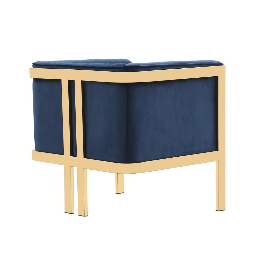 Manhattan Comfort - Paramount Velvet Accent Chair with Metal Legs in Royal Blue and Polished Brass - AC053-BL veiw 3
