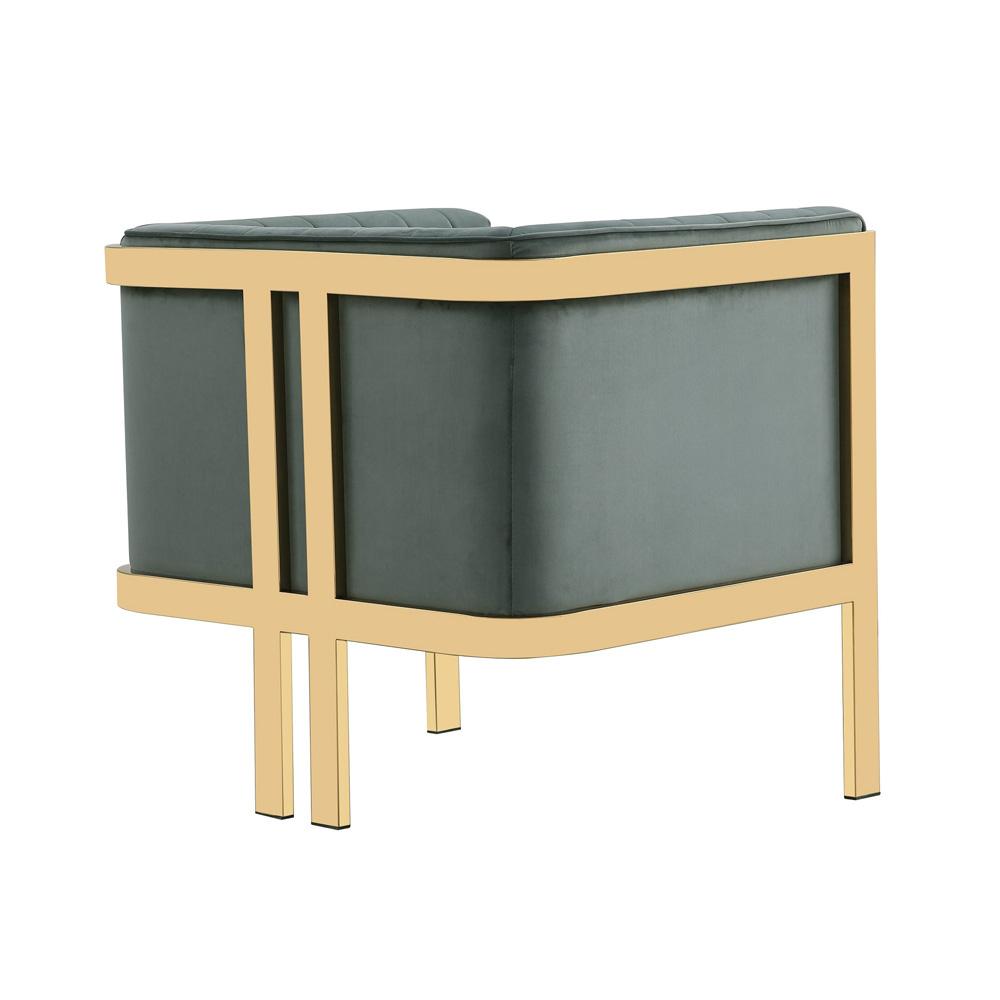 Manhattan Comfort - Paramount Velvet Accent Chair with Metal Legs in Warm Grey and Polished Brass - AC053-GY veiw 3