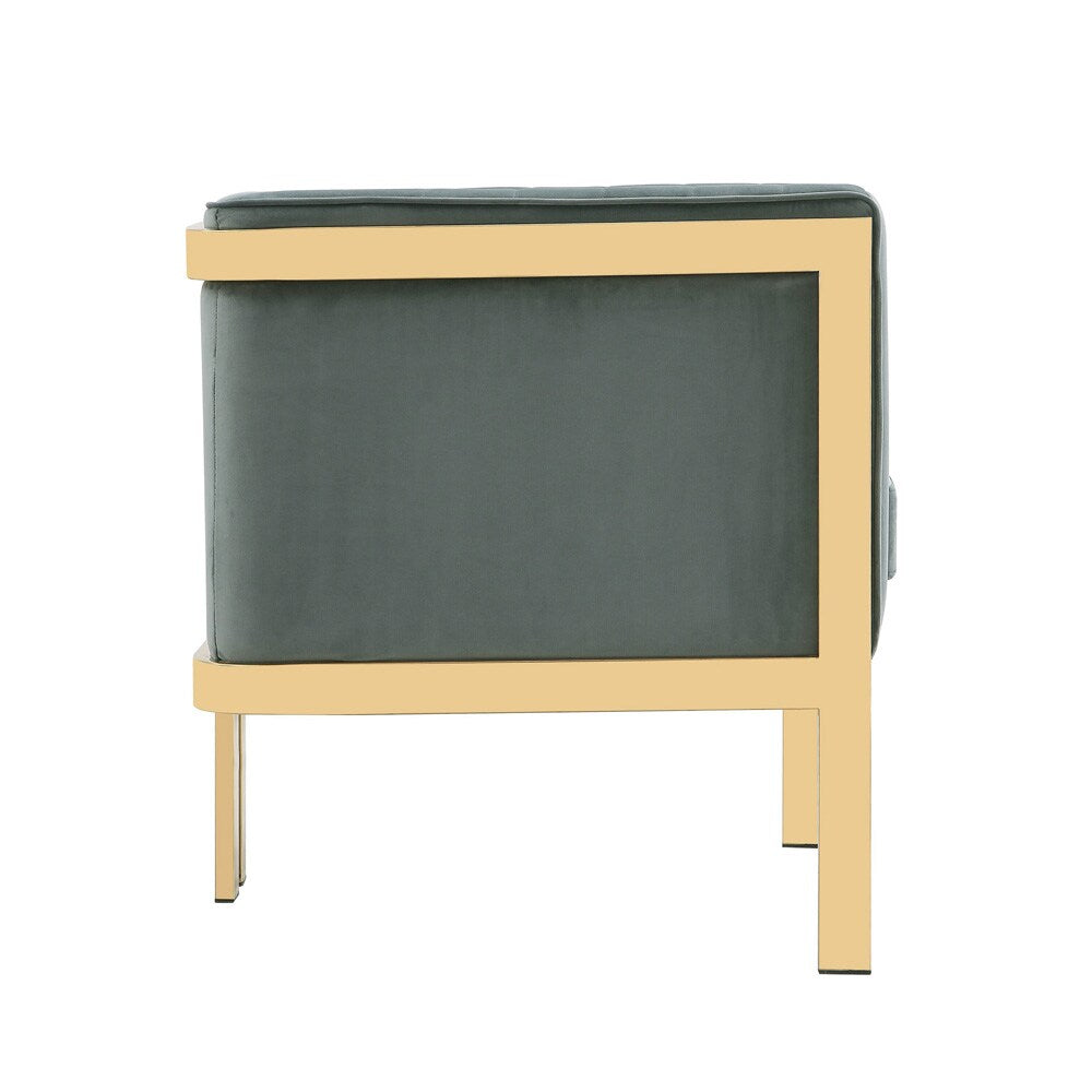 Manhattan Comfort - Paramount Velvet Accent Chair with Metal Legs in Warm Grey and Polished Brass - AC053-GY veiw 4