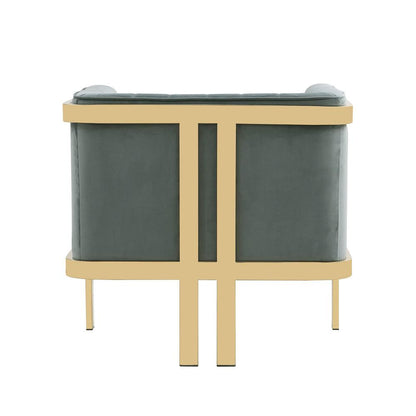 Manhattan Comfort - Paramount Velvet Accent Chair with Metal Legs in Warm Grey and Polished Brass - AC053-GY veiw 5
