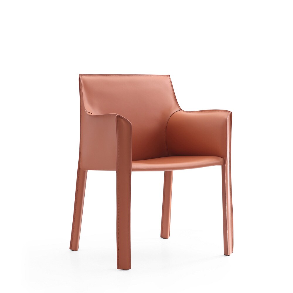Manhattan Comfort - 6-Piece Paris Saddle Leather Dining Chairs with Metal Legs in Clay - 4-DC3432-CY veiw 2