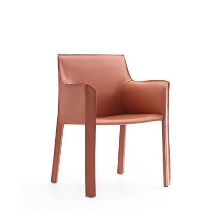 Manhattan Comfort - 6-Piece Paris Saddle Leather Dining Chairs with Metal Legs in Clay - 4-DC3432-CY veiw 2