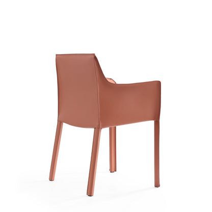 Manhattan Comfort - 6-Piece Paris Saddle Leather Dining Chairs with Metal Legs in Clay - 4-DC3432-CY veiw 3