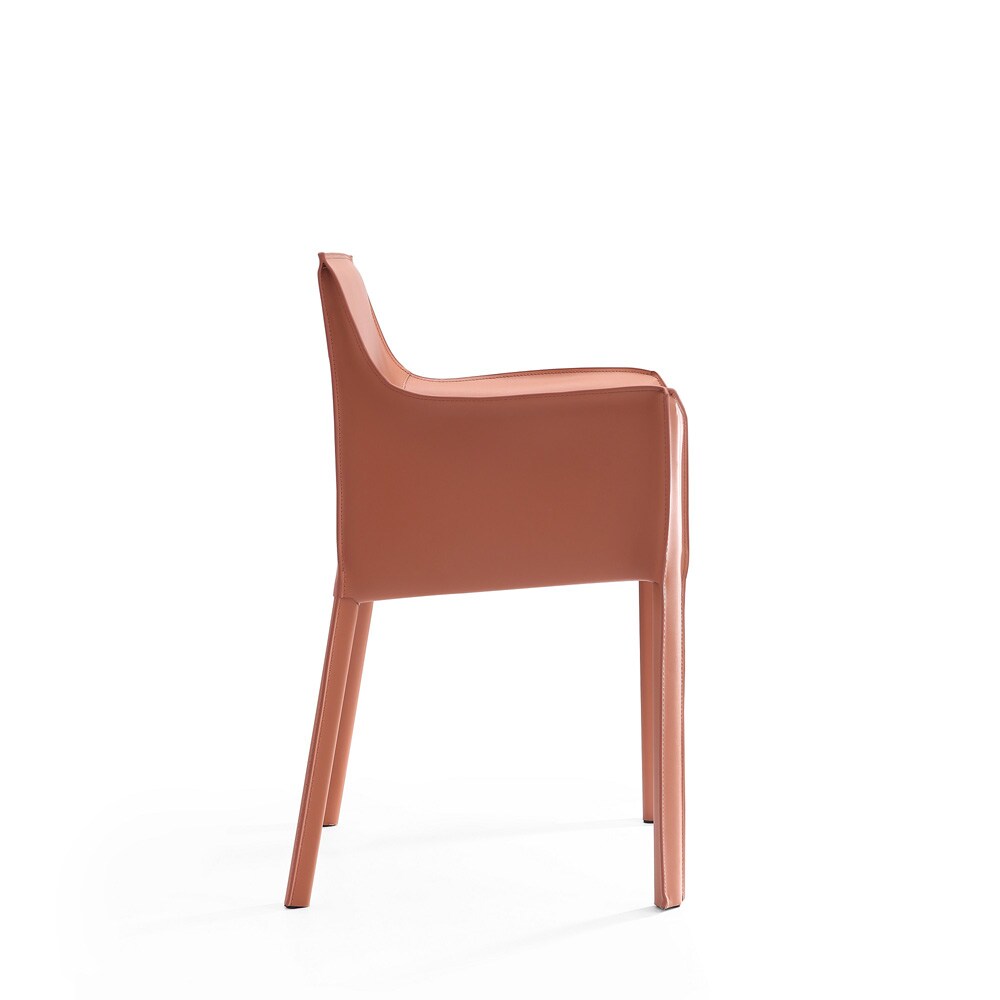 Manhattan Comfort - 6-Piece Paris Saddle Leather Dining Chairs with Metal Legs in Clay - 4-DC3432-CY veiw 4