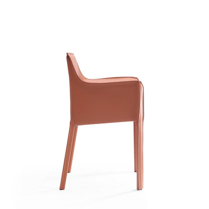 Manhattan Comfort - 6-Piece Paris Saddle Leather Dining Chairs with Metal Legs in Clay - 4-DC3432-CY veiw 4