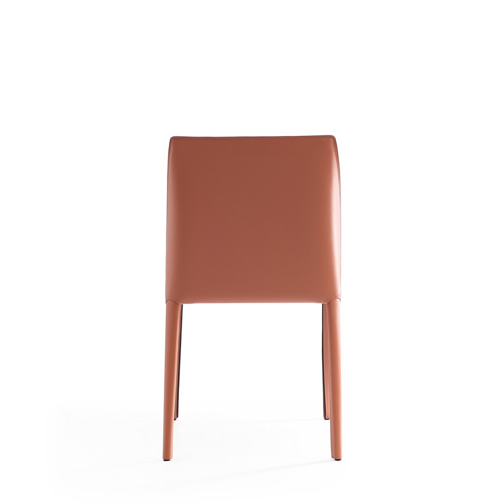 Manhattan Comfort - 6-Piece Paris Saddle Leather Dining Chairs with Metal Legs in Clay - 4-DC3432-CY veiw 5