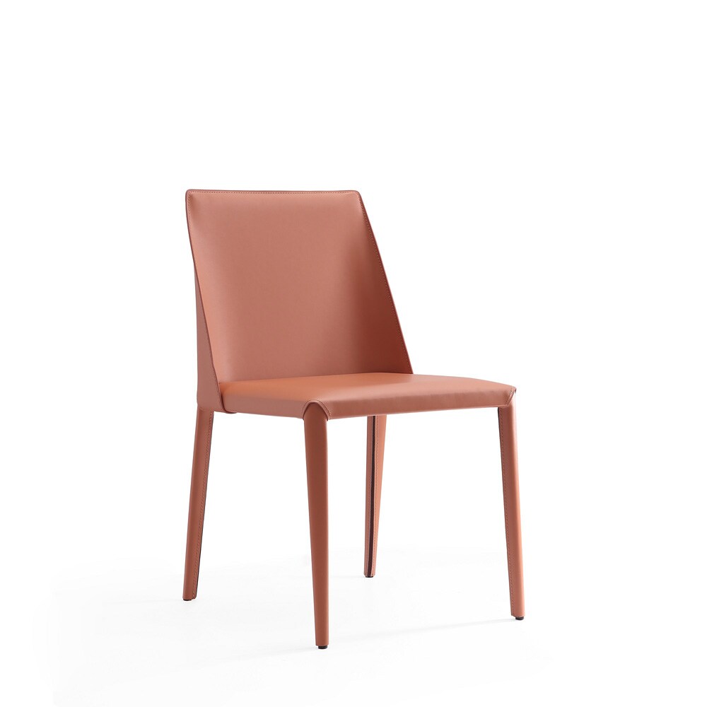 Manhattan Comfort - 6-Piece Paris Saddle Leather Dining Chairs with Metal Legs in Clay - 4-DC3432-CY veiw 6
