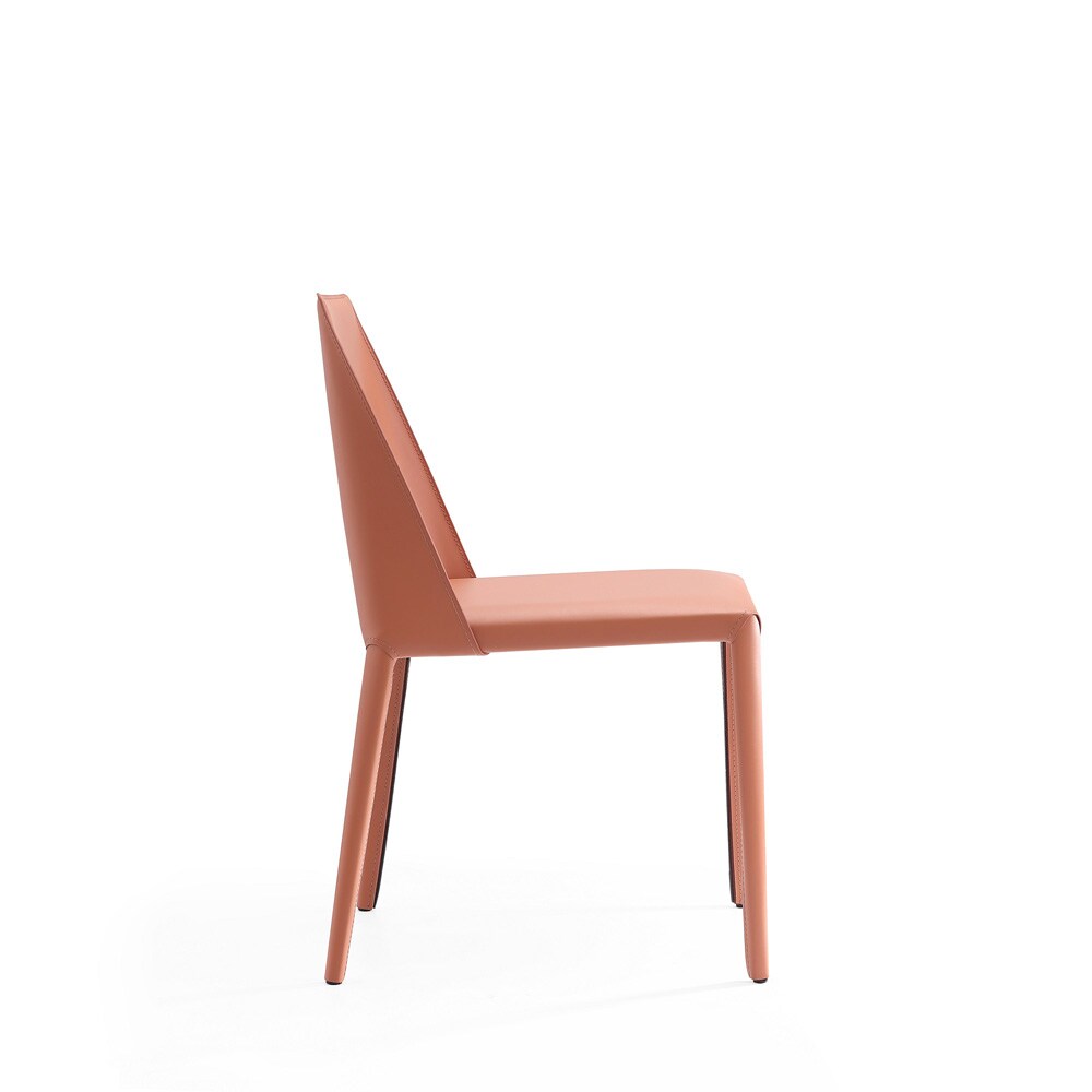 Manhattan Comfort - 6-Piece Paris Saddle Leather Dining Chairs with Metal Legs in Clay - 4-DC3432-CY veiw 7