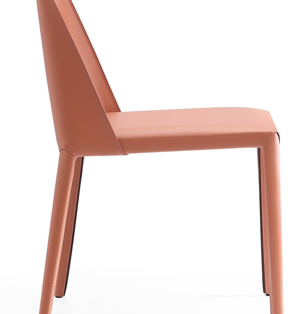 Manhattan Comfort - 6-Piece Paris Saddle Leather Dining Chairs with Metal Legs in Clay - 4-DC3432-CY veiw 8