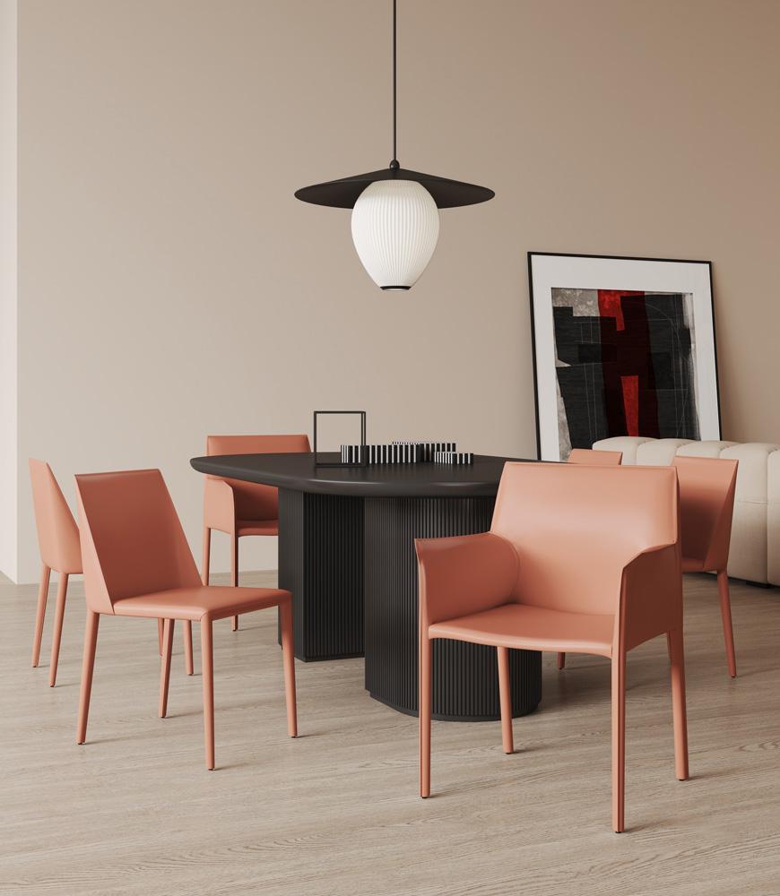 Manhattan Comfort - 6-Piece Paris Saddle Leather Dining Chairs with Metal Legs in Clay - 4-DC3432-CY veiw 10