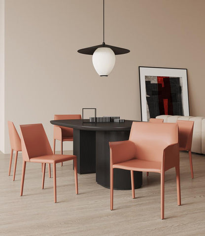 Manhattan Comfort - 6-Piece Paris Saddle Leather Dining Chairs with Metal Legs in Clay - 4-DC3432-CY veiw 10