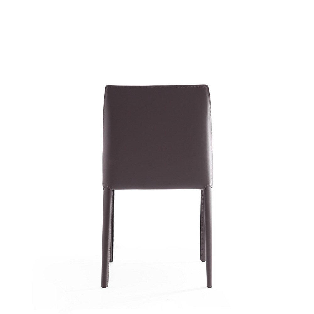 Manhattan Comfort - 6-Piece Paris Saddle Leather Dining Chairs with Metal Legs in Grey - 4-DC3432-GY veiw 5