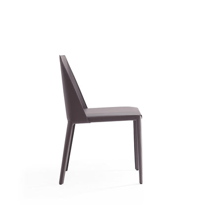 Manhattan Comfort - 6-Piece Paris Saddle Leather Dining Chairs with Metal Legs in Grey - 4-DC3432-GY veiw 7