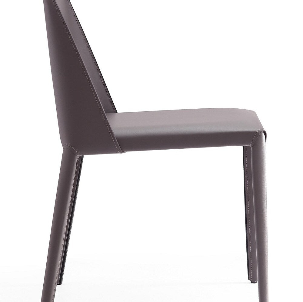 Manhattan Comfort - 6-Piece Paris Saddle Leather Dining Chairs with Metal Legs in Grey - 4-DC3432-GY veiw 9