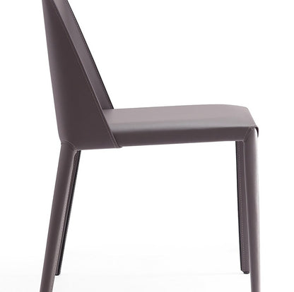 Manhattan Comfort - 6-Piece Paris Saddle Leather Dining Chairs with Metal Legs in Grey - 4-DC3432-GY veiw 9
