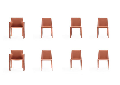 Manhattan Comfort - 8-Piece Paris Saddle Leather Dining Chairs with Metal Legs in Clay - 6-DC3432-CY veiw 1