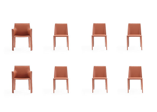 Manhattan Comfort - 8-Piece Paris Saddle Leather Dining Chairs with Metal Legs in Clay - 6-DC3432-CY veiw 1