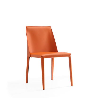 Manhattan Comfort - 8-Piece Paris Saddle Leather Dining Chairs with Metal Legs in Coral - 6-DC3432-CO veiw 3
