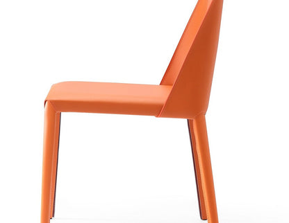 Manhattan Comfort - 8-Piece Paris Saddle Leather Dining Chairs with Metal Legs in Coral - 6-DC3432-CO veiw 8