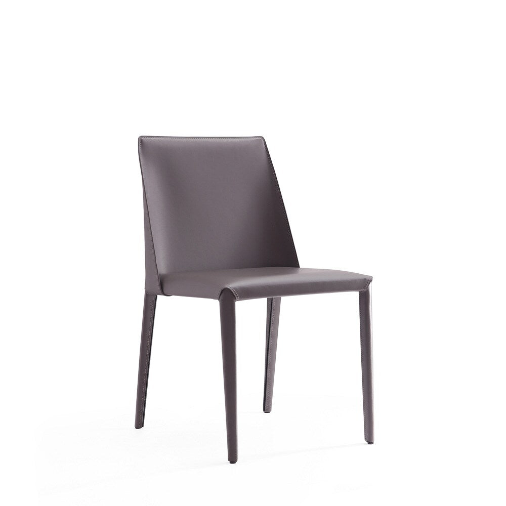 Manhattan Comfort - 8-Piece Paris Saddle Leather Dining Chairs with Metal Legs in Grey - 6-DC3432-GY veiw 3