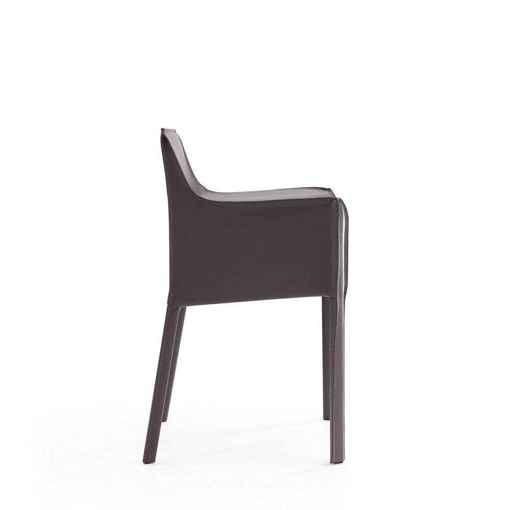Manhattan Comfort - 8-Piece Paris Saddle Leather Dining Chairs with Metal Legs in Grey - 6-DC3432-GY veiw 5