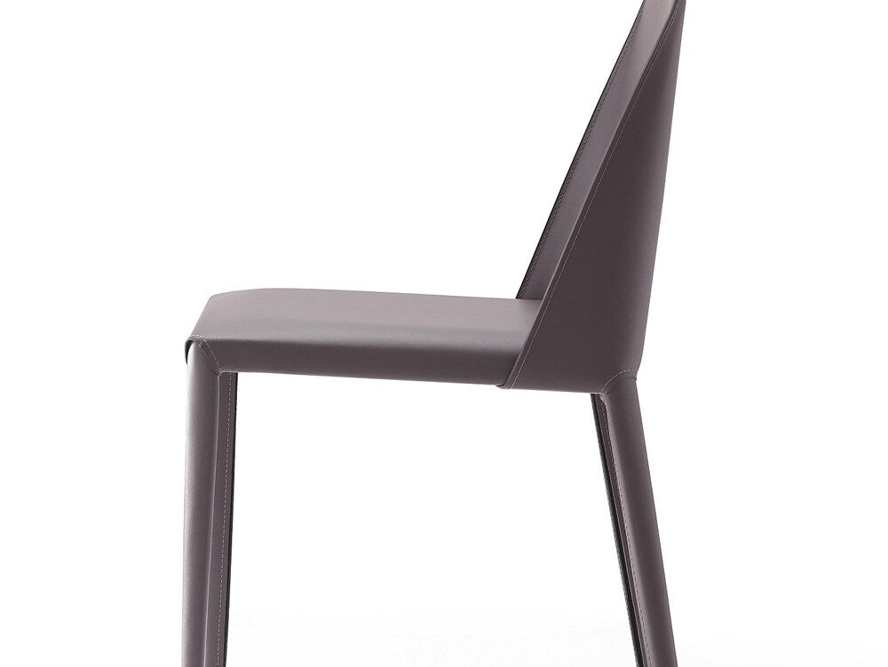 Manhattan Comfort - 8-Piece Paris Saddle Leather Dining Chairs with Metal Legs in Grey - 6-DC3432-GY veiw 8