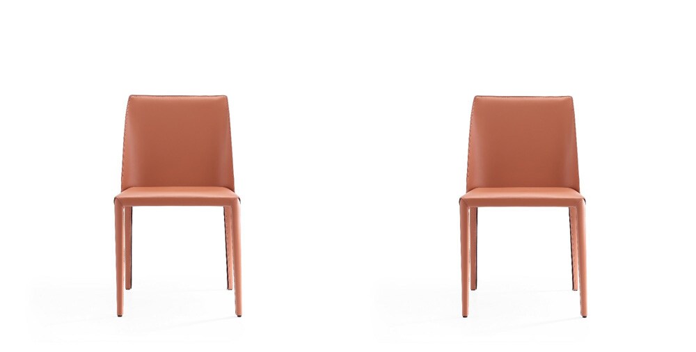 Manhattan Comfort - Paris Saddle Leather Dining Chair with Metal Legs in Clay - Set of 2 - 2-DC032-CY veiw 1