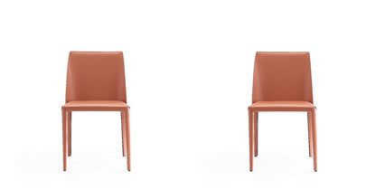 Manhattan Comfort - Paris Saddle Leather Dining Chair with Metal Legs in Clay - Set of 2 - 2-DC032-CY veiw 1