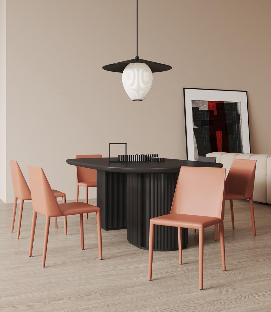 Manhattan Comfort - Paris Saddle Leather Dining Chair with Metal Legs in Clay - Set of 2 - 2-DC032-CY veiw 7
