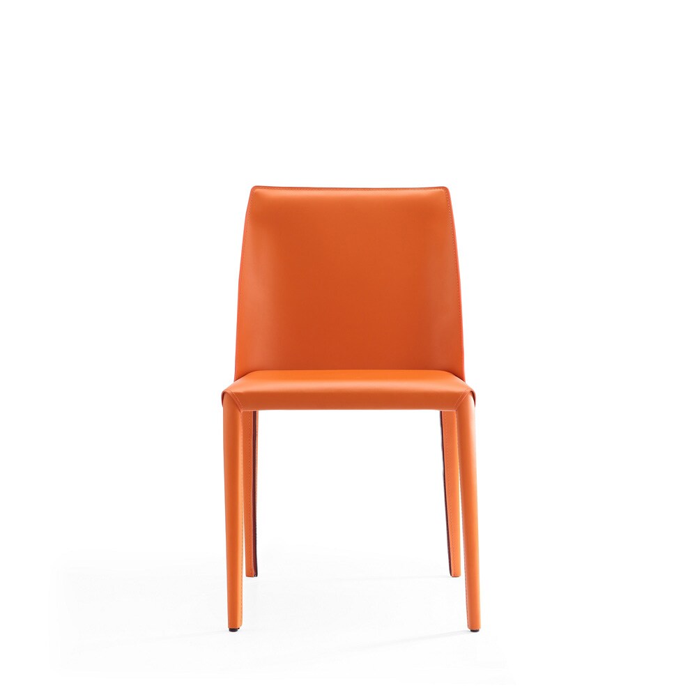 Manhattan Comfort - Paris Saddle Leather Dining Chair with Metal Legs in Coral - Set of 2 - 2-DC032-CO veiw 3