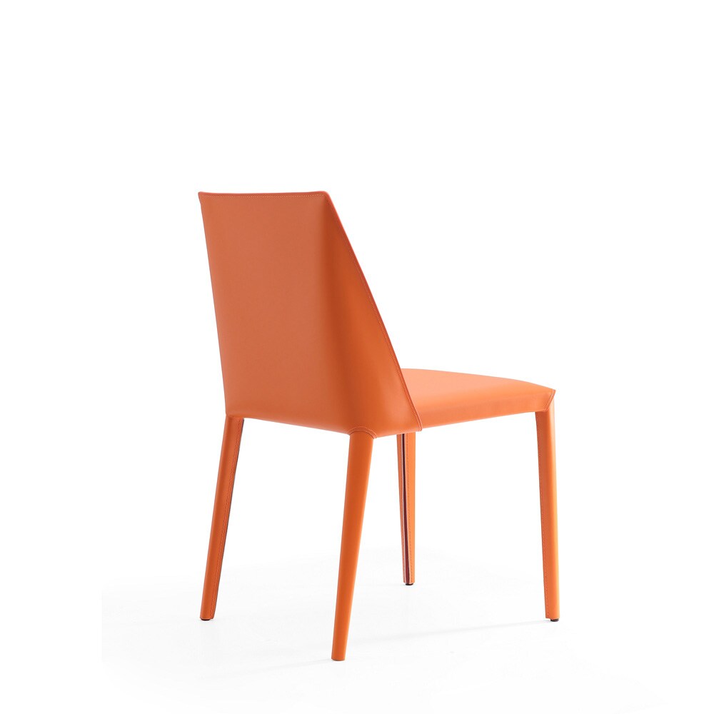Manhattan Comfort - Paris Saddle Leather Dining Chair with Metal Legs in Coral - Set of 2 - 2-DC032-CO veiw 4